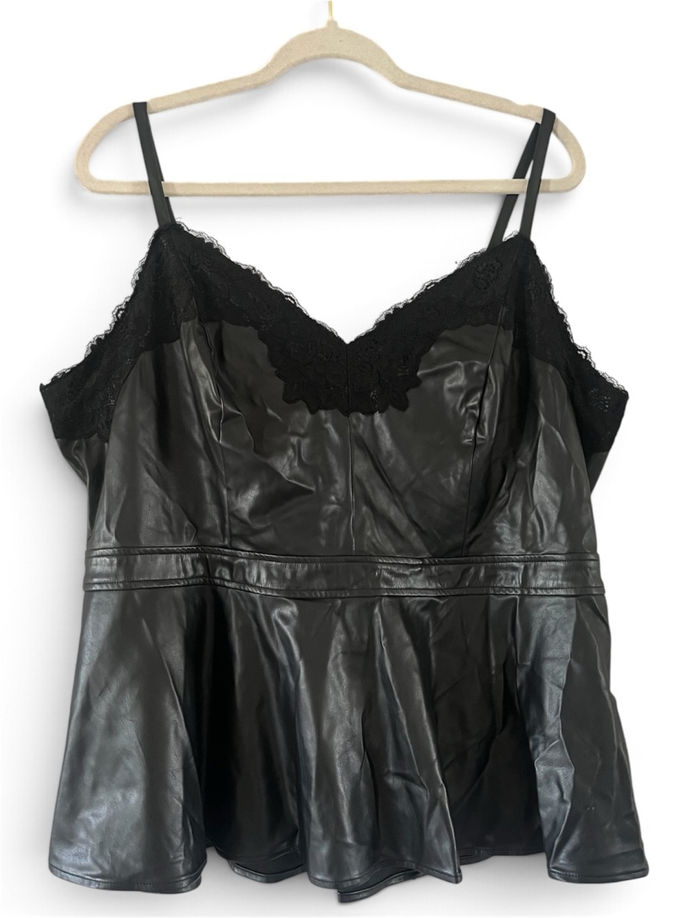 torrid Black Faux Leather Lace-Trim Camisole